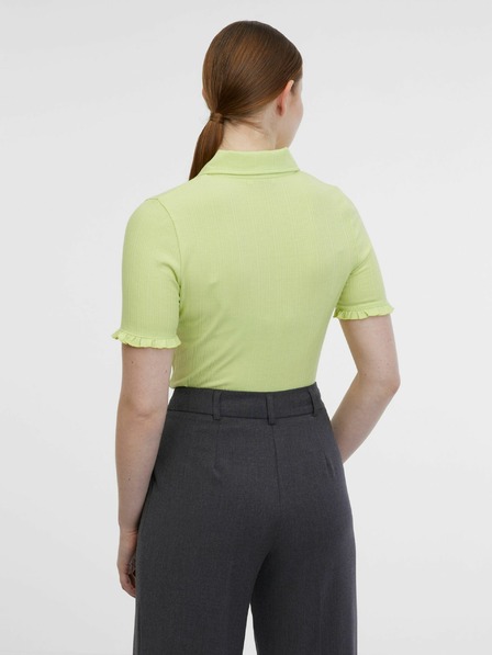 Orsay Tricou polo galben cu dungi pentru femei ORSAY