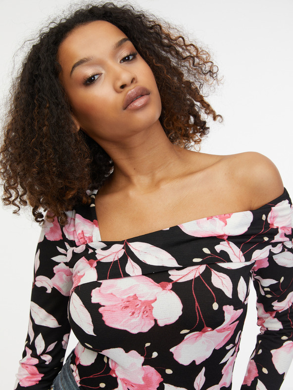 Orsay Bluză cu model floral roz și negru pentru femei ORSAY