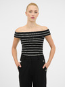 Orsay Tricou negru și alb cu mânecă scurtă pentru femei ORSAY