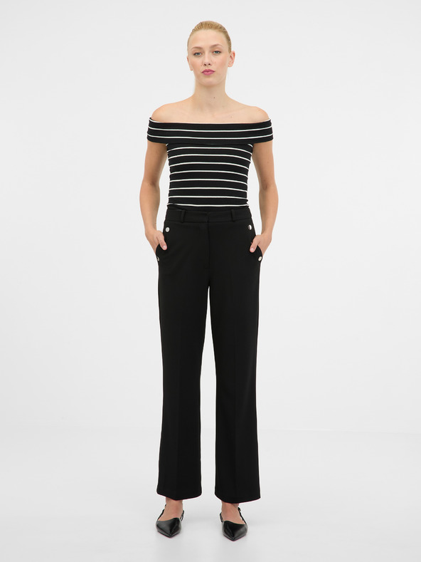 Orsay Tricou negru și alb cu mânecă scurtă pentru femei ORSAY