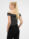 Orsay Tricou negru și alb cu mânecă scurtă pentru femei ORSAY