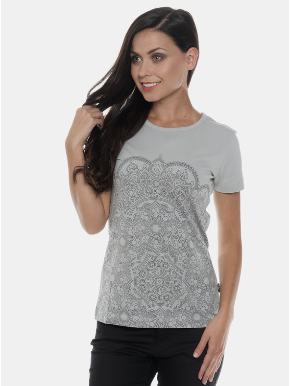 Sam 73 Tricou gri deschis damă cu imprimeu SAM 73