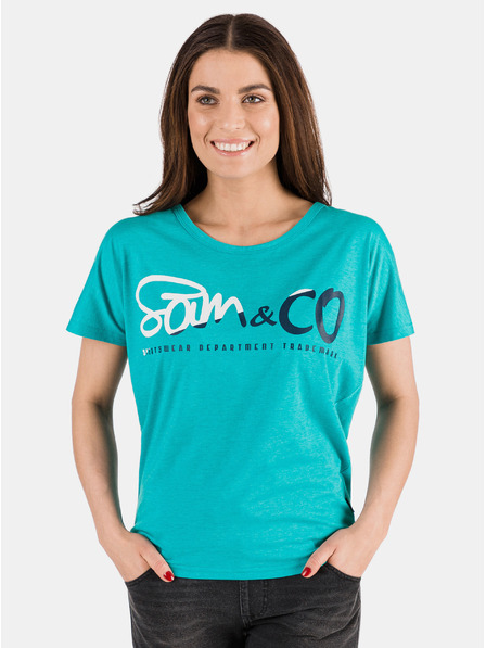 Sam 73 Tricou turcoaz pentru femei cu imprimeu SAM 73