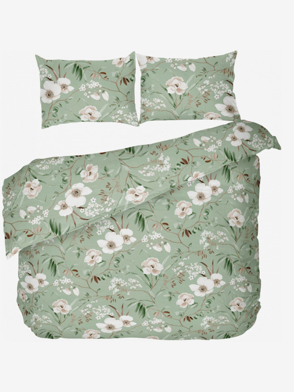 Kvalitex Cearșaf din bumbac franțuzesc DELUX 240x200, 70x90cm MAGNOLIA verde