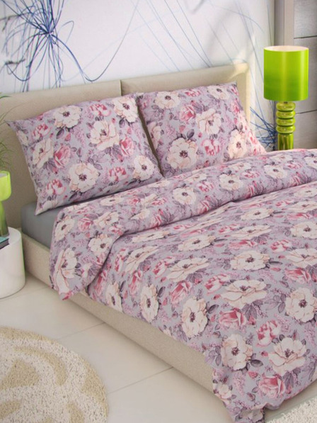 Kvalitex Lenjerie de pat din crep franțuzesc prelungit 240x220, 70x90cm Ester gri Kvalitex