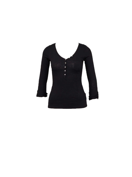 CAMAIEU Tricou negru cu nasturi CAMAIEU