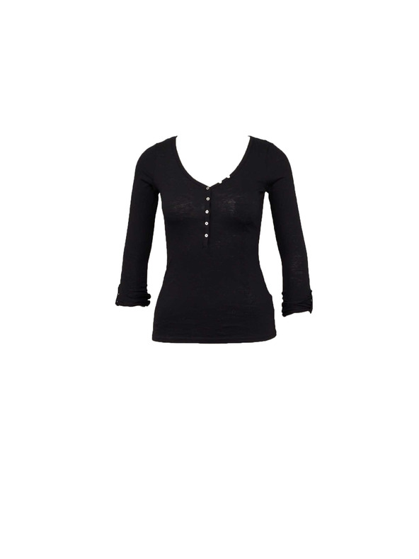 CAMAIEU Tricou negru cu nasturi CAMAIEU