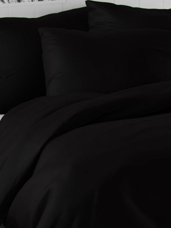 Kvalitex LUXURY COLLECTION Lenjerie de pat din satin francez 1+2, 240x200, 70x90cm negru