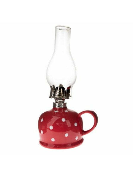 Casa de Engel Lampă cu petrol din ceramică, roșie cu buline, 0/9