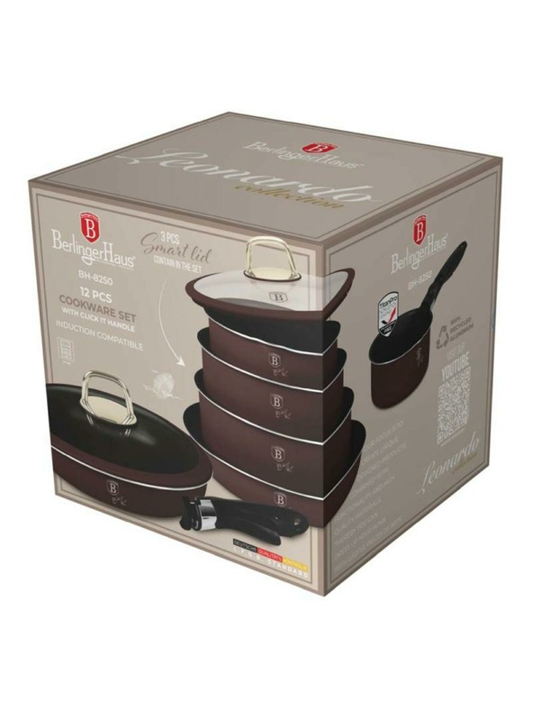 Berlingerhaus Set de vase de gătit cu mâner detașabil 12 piese Leonardo Collection BERLINGERHAUS