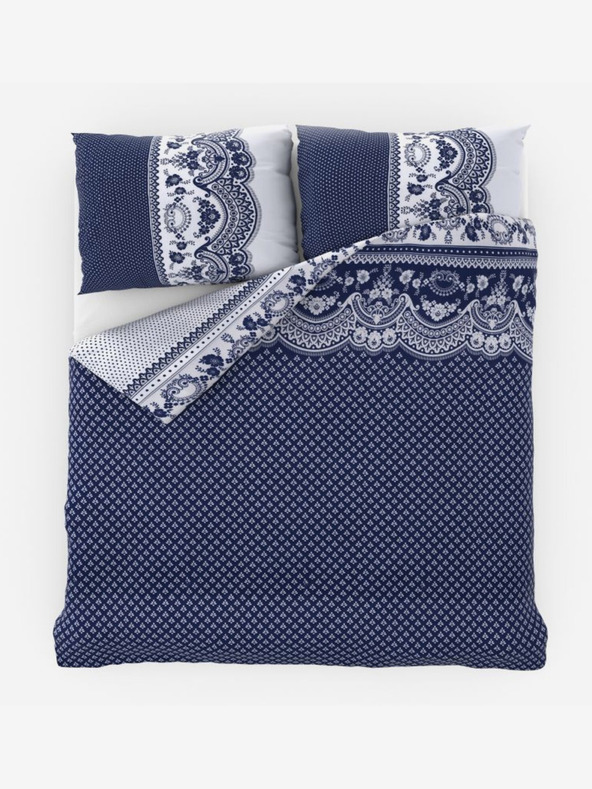 Kvalitex Lenjerie de pat din bumbac francez Standard Canzone albastru 240x220, 70x90cm Kvalitex