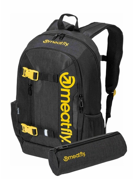 Meatfly Meatfly rucsac Basejumper Black / Charcoal Heather 22 L + PENAR GRATUIT | Negru | Volum 22 L