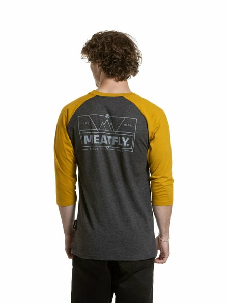 Meatfly Meatfly tricou pentru bărbați cu mânecă lungă Kennedy Raglan Charcoal Heather / Mustard | Gri