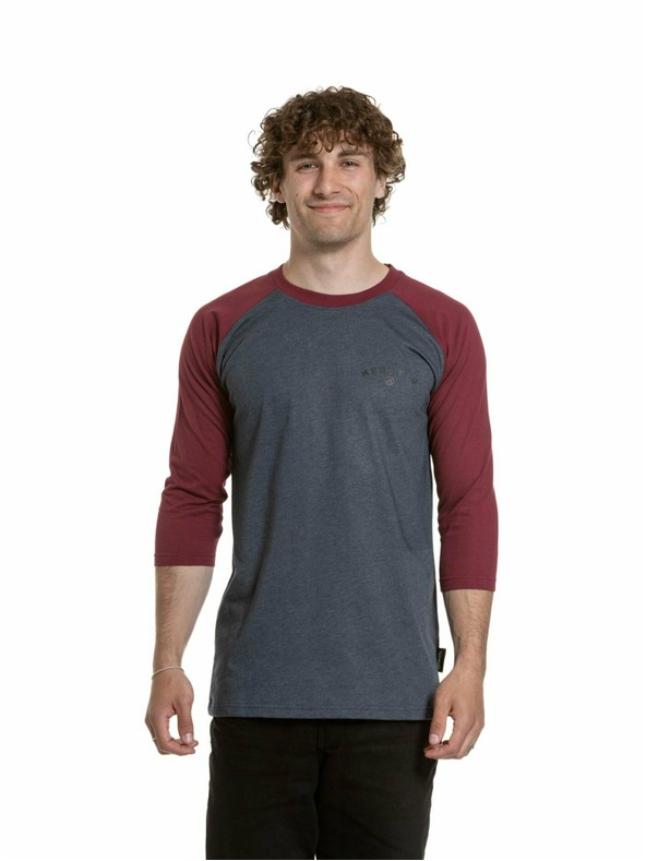 Meatfly Meatfly tricou pentru bărbați cu mânecă lungă Kennedy Raglan Navy Heather / Dark Wine | Roșu