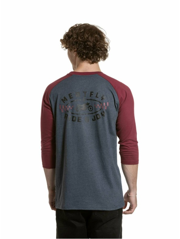 Meatfly Meatfly tricou pentru bărbați cu mânecă lungă Kennedy Raglan Navy Heather / Dark Wine | Roșu