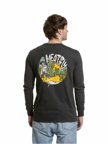 Meatfly Meatfly tricou pentru bărbați cu mânecă lungă Julien Charcoal Heather Skeleton | Gri