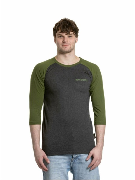 Meatfly Meatfly tricou pentru bărbați cu mânecă lungă Reagan Raglan Olive / Charcoal Heather | Gri