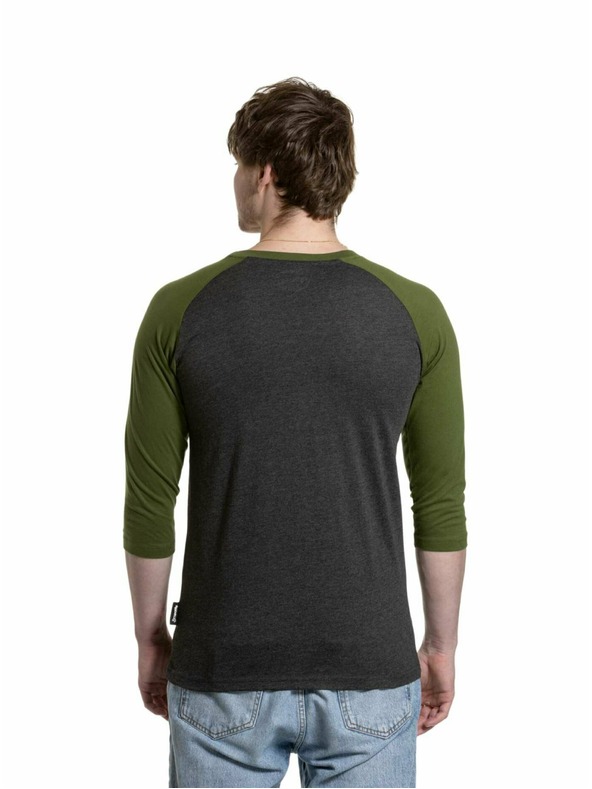 Meatfly Meatfly tricou pentru bărbați cu mânecă lungă Reagan Raglan Olive / Charcoal Heather | Gri