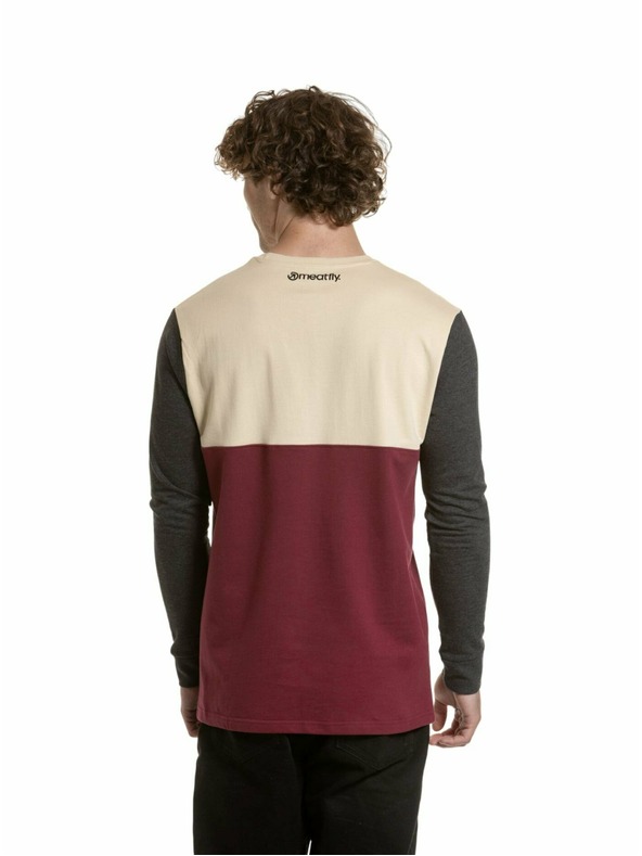 Meatfly Meatfly tricou pentru bărbați cu mânecă lungă Harvey Sand / Dark Wine