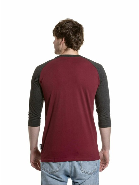 Meatfly Meatfly tricou pentru bărbați cu mânecă lungă Reagan Raglan Dark Wine / Charcoal Heather | Gri