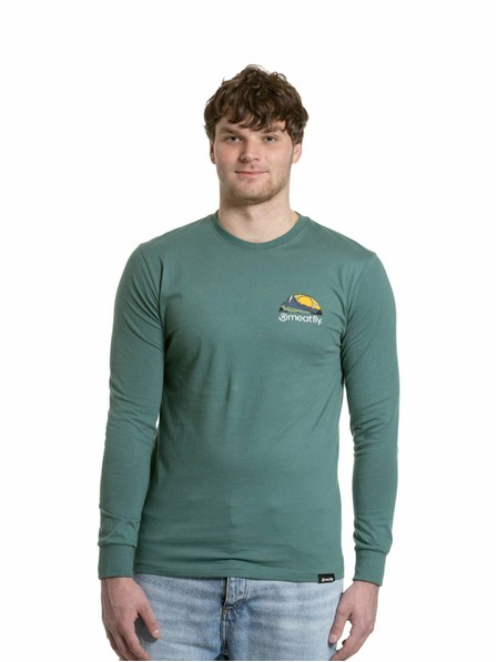 Meatfly Meatfly tricou pentru bărbați cu mânecă lungă Julien Teal Green Mountains