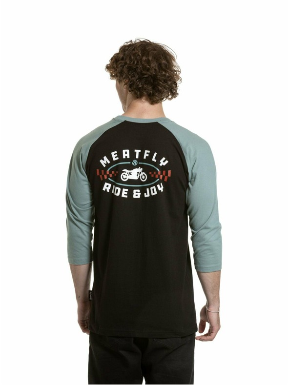 Meatfly Meatfly tricou pentru bărbați cu mânecă lungă Kennedy Raglan Dusty Mint / Black