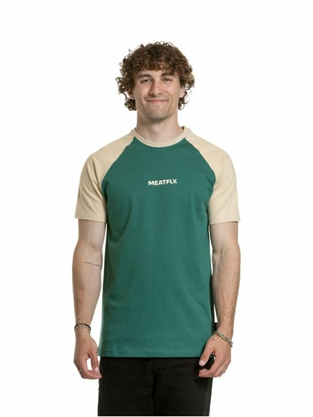 Meatfly Meatfly tricou pentru bărbați Ozzy Raglan Forest Green / Sand