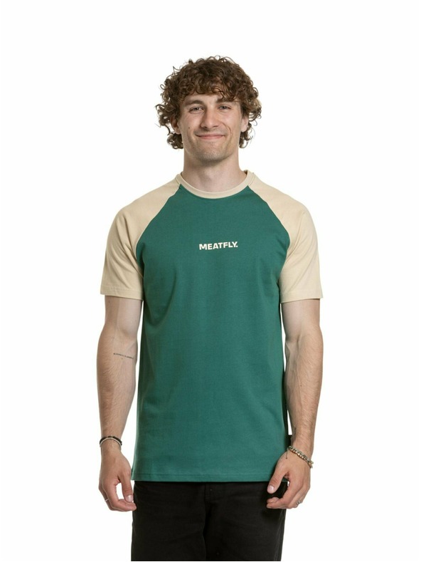Meatfly Meatfly tricou pentru bărbați Ozzy Raglan Forest Green / Sand