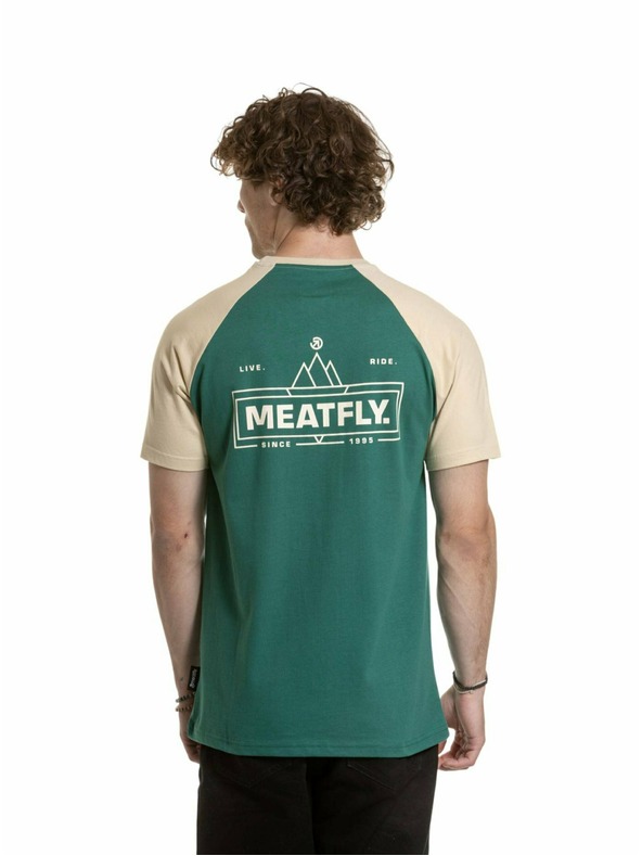Meatfly Meatfly tricou pentru bărbați Ozzy Raglan Forest Green / Sand