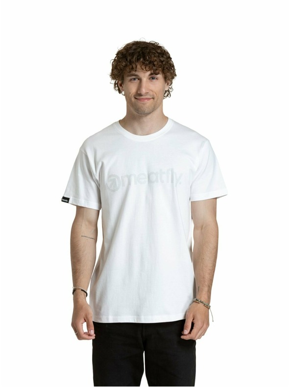 Meatfly Meatfly tricou pentru bărbați Striped Logo Alb | Alb