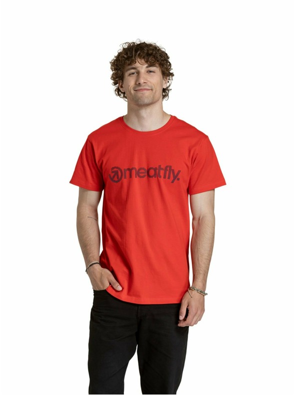 Meatfly Meatfly tricou pentru bărbați Striped Logo Roșu Aprins | Roșu