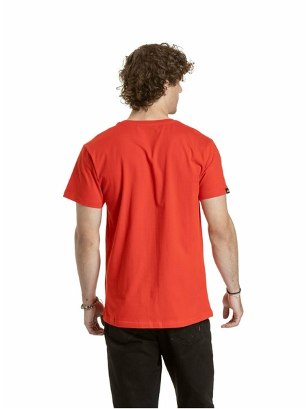 Meatfly Meatfly tricou pentru bărbați Striped Logo Roșu Aprins | Roșu