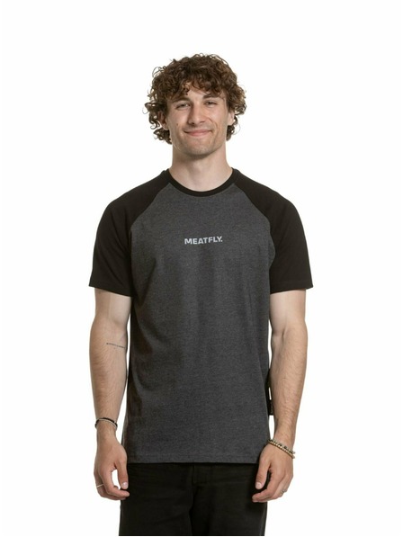 Meatfly Meatfly tricou pentru bărbați Ozzy Raglan Charcoal Heather / Negru