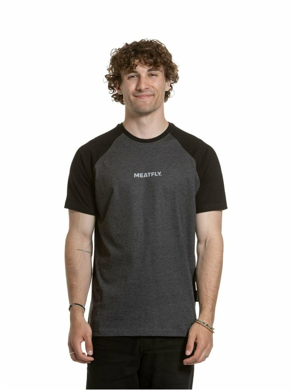 Meatfly Meatfly tricou pentru bărbați Ozzy Raglan Charcoal Heather / Negru