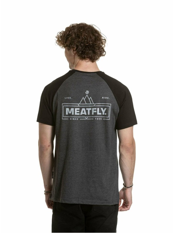 Meatfly Meatfly tricou pentru bărbați Ozzy Raglan Charcoal Heather / Negru