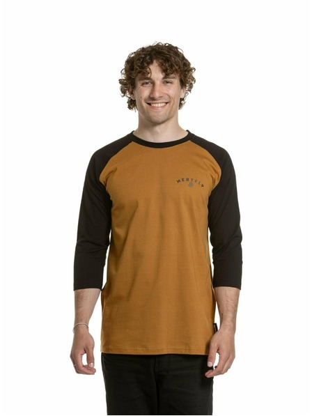 Meatfly Tricou cu mânecă lungă Meatfly pentru bărbați Kennedy Raglan Gold Brown / Black