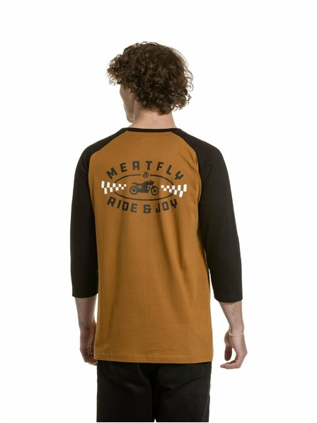 Meatfly Tricou cu mânecă lungă Meatfly pentru bărbați Kennedy Raglan Gold Brown / Black