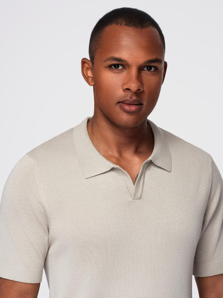 Ombre Clothing Tricou polo fără nasturi pentru bărbați - gri deschis