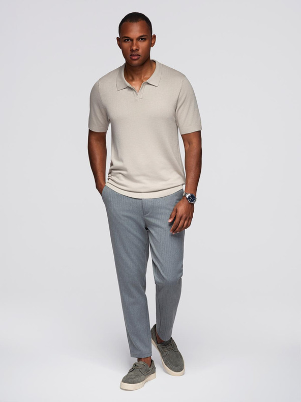 Ombre Clothing Tricou polo fără nasturi pentru bărbați - gri deschis