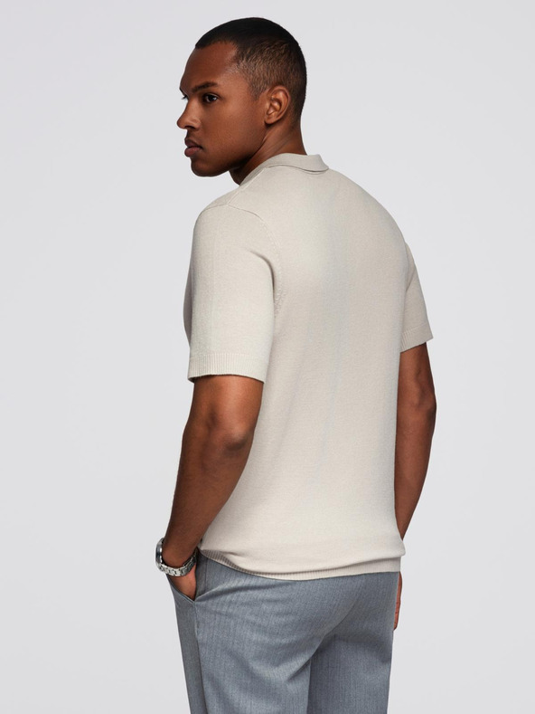 Ombre Clothing Tricou polo fără nasturi pentru bărbați - gri deschis