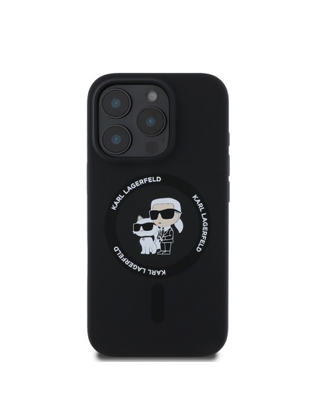 Karl Lagerfeld Carcasă spate Karl Lagerfeld Liquid Silicone Karl and Choupette MagSafe pentru iPhone 16 Pro Max Neagră