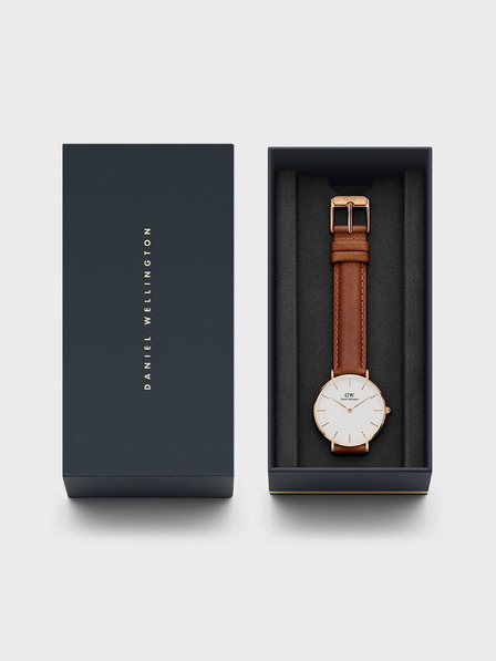 Daniel Wellington Ceas de damă maro cu curea din piele Daniel Wellington Petite Durham