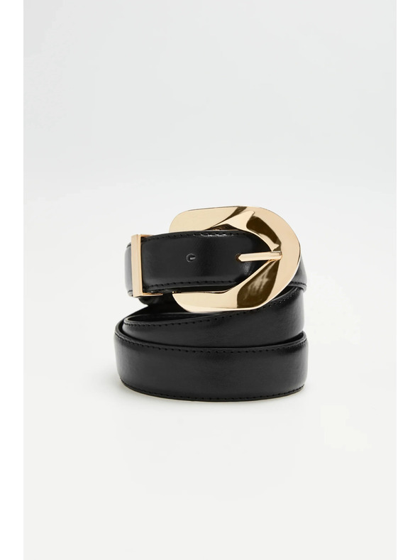 Moodo Curea neagră cu cataramă aurie Moodo