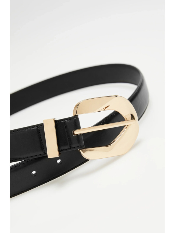 Moodo Curea neagră cu cataramă aurie Moodo