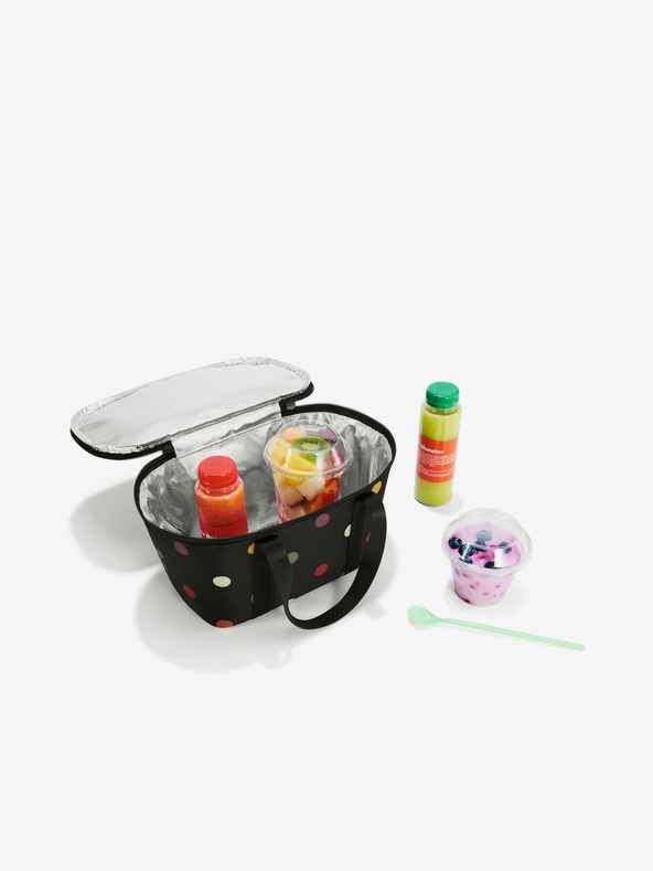 Reisenthel Geantă de cumpărături neagră cu buline și răcire Reisenthel Coolerbag XS