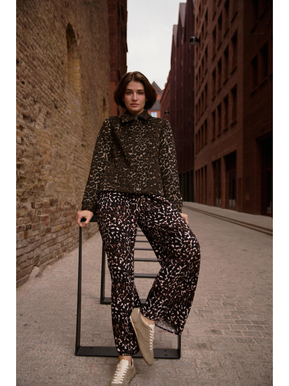 Moodo Pantaloni leopard Moodo pentru femei - maro