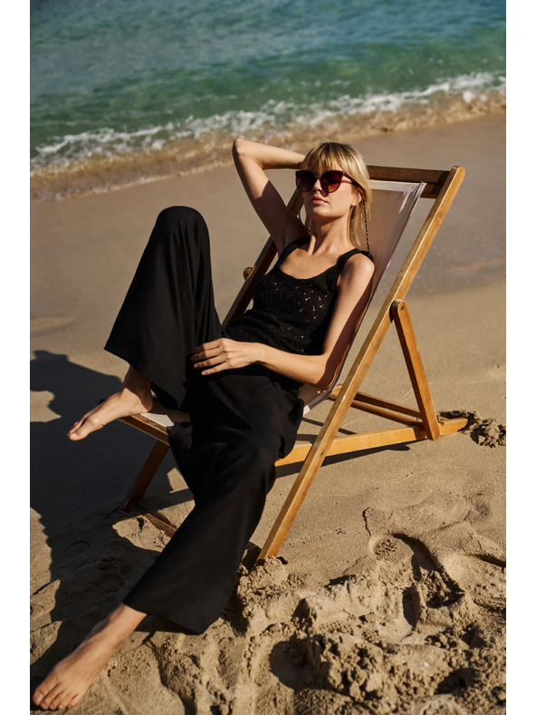 Moodo Pantaloni largi Moodo pentru femei - negri