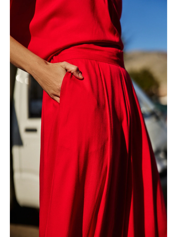 Moodo Pantaloni largi Moodo pentru femei - roșii