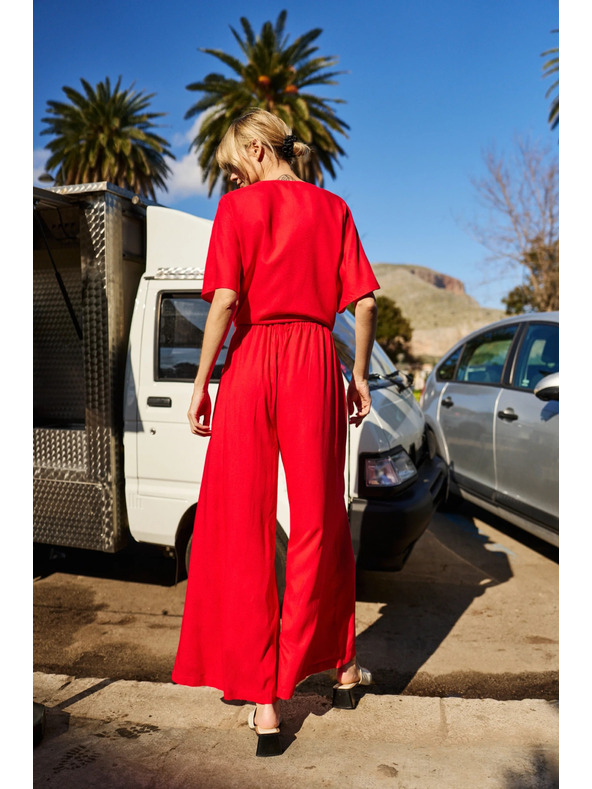 Moodo Pantaloni largi Moodo pentru femei - roșii