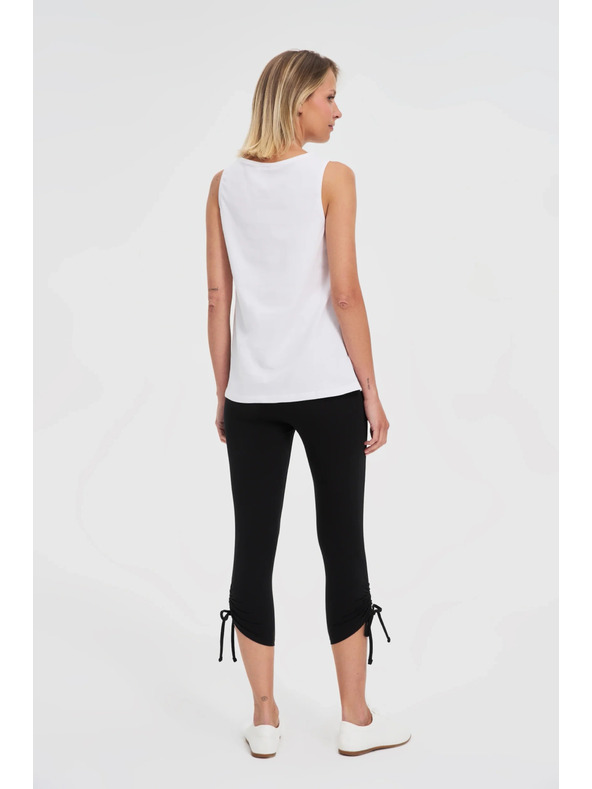 Moodo Colanți negri 3/4 pentru femei cu șiret